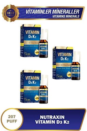 Nutraxin Vitamin D3K2 30 ml 3 Adet