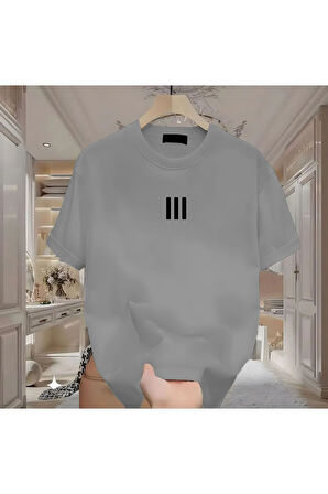 Newon 3 Çizgi Baskılı Beyaz Erkek Tshirt