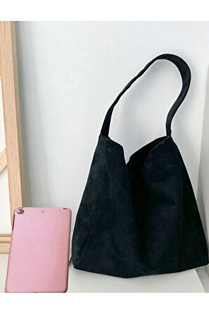 Büyük Kapasiteli Gündelik Tote Çanta Kadınlar Günlük Kullanım Ve İşe Gidiş İçin Trendy Süet Çanta