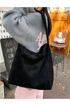 Büyük Kapasiteli Gündelik Tote Çanta Kadınlar Günlük Kullanım Ve İşe Gidiş İçin Trendy Süet Çanta