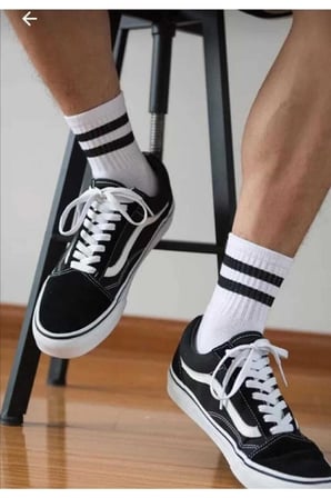 Unisex Çizgili Beyaz Kolej Tenis Çorap 6 Adet