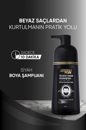 Black Hair Doğal Görünümlü Saç Siyahlaştırıcı Anında Etkili Beyaz Kapatıcı Shampoo 3x350ml