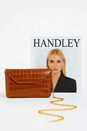 Lüks Kroko Desenli Zincir Askılı Çift Gözlü Omuz Çantası