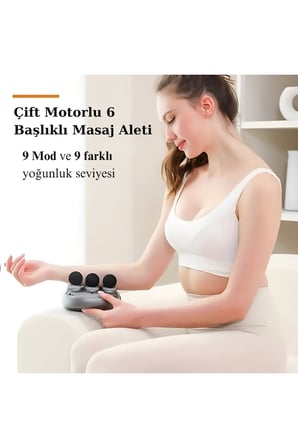 Duhan 6 Başlıklı Şarjlı Pro Masaj Aleti Çift Motorlu Yüksek Titreşim Masaj Cihazı