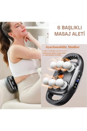 Duhan 6 Başlıklı Şarjlı Pro Masaj Aleti Çift Motorlu Yüksek Titreşim Masaj Cihazı