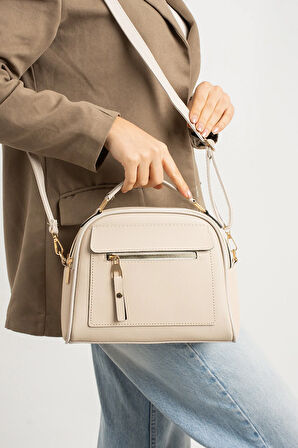 Orijinal Kadın Çapraz Ve Elde Ayarlanabilir Askılı Deri Dokulu Üç Gözlü Büyük Omuz Ve El Çantası