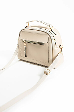 Orijinal Kadın Çapraz Ve Elde Ayarlanabilir Askılı Deri Dokulu Üç Gözlü Büyük Omuz Ve El Çantası