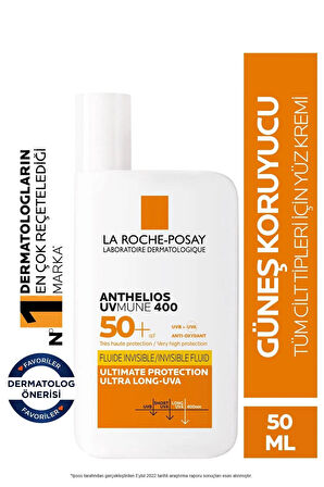 La Roche Posay Anthelios Uvmune Fluid SPF+50 Tüm Ciltler İçin Yüksek Korumalı Yüz Güneş Kremi