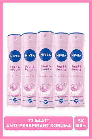 Kadın Sprey Deodorant Pearl&Beauty 150ml, 72 Saat Terlemeye Karşı Koruma, X5 Adet, Avantajlı Paket