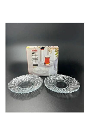 Beauty 6'lı Özel Desen Kristal Çay Tabağı