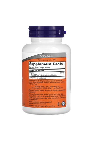 Now Foods L-Lysine 500 mg 100 Tablets