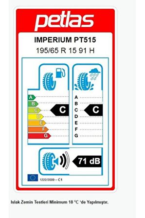 Petlas 195/65 R15 91H PT515 Yaz Lastiği Üretim Yılı 2024