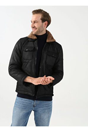 Mono Yaka Slim Fit Kapitone Siyah Erkek Mont Mn2008700287