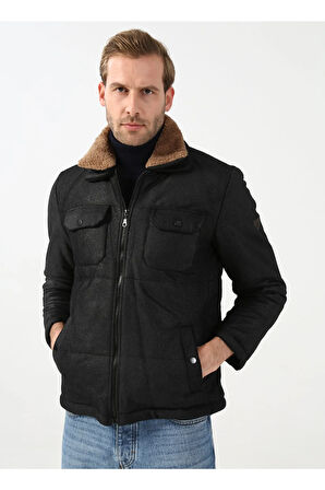 Mono Yaka Slim Fit Kapitone Siyah Erkek Mont Mn2008700287