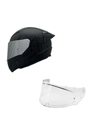 RAPID 2 TAKAROA MAT SİYAH KASK RENKLİ CAM+SPOİLER