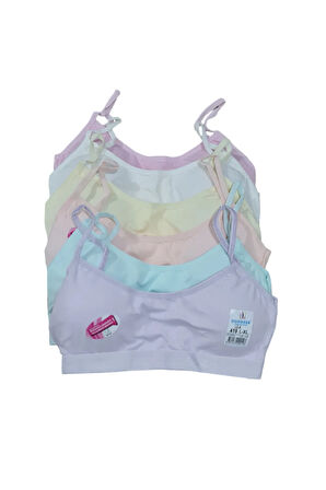 Kız Çocuk İp Askılı Pedli Bustiyer 3'lü Paket Karışık Renk