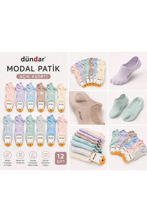 Modal Patik Çorap 12'li Açık Asorti Kadın Çorap Seti