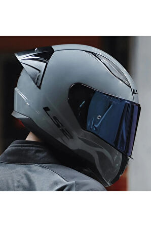 Rapıd 2 Race Nardo Gri Fullface Motosiklet Kaskı Mavi Camlı