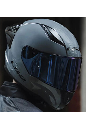 Rapıd 2 Race Nardo Gri Fullface Motosiklet Kaskı Mavi Camlı