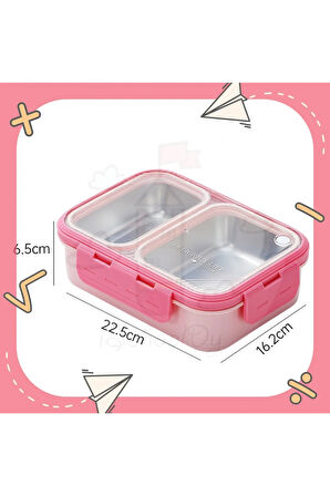 Lunch Box 700 ML Tek Kat İki Bölmeli Metal Kaşıklı Yeni Nesil Beslenme Kutusu Sefer Tası