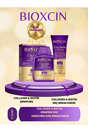 Collagen & Biotin Hacim Şampuanı 300 Ml + Saç Kremi 250 Ml 2'li Set