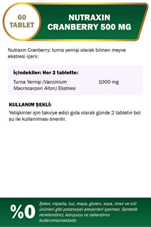 Nutraxin Cranberry 500 Mg 60 Tablet