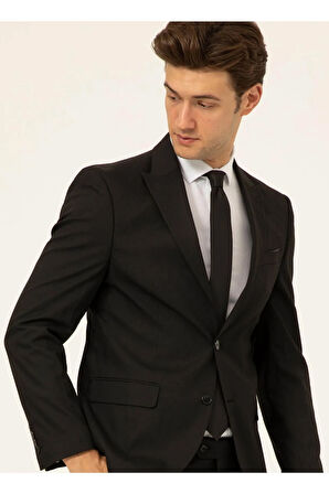 Normal Bel Slim Fit Siyah Erkek Takım Elbise Tk1020000242