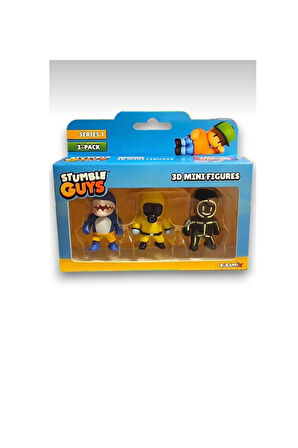 Stumble Guys Seri 1 - 3D Mini 3 lü Figür Seti - 3 ADET Megalodon Hazmat NBC Glowman - 5 cm