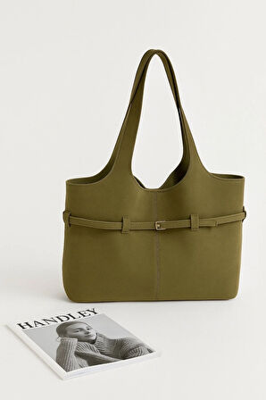 Lüks Suet Omuz Çantası Yavrulu – Çift Saplı Şık Tasarım