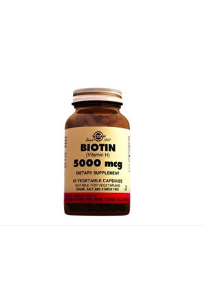 Biotin 5000 mg - 50 Bitkisel Kapsül