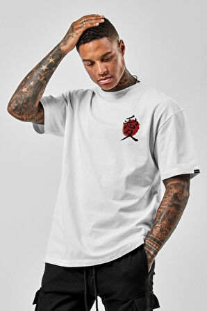 Oversize Japan Mood 'love' Baskılı Beyaz Tshirt