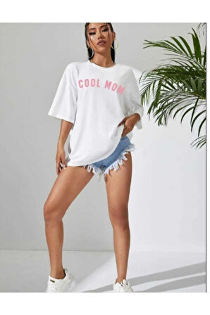 Azurco Oversize Düz Beyaz Tshirt