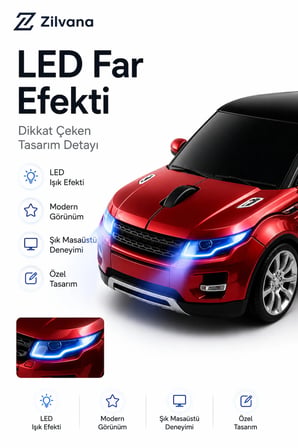 Spor Araba Tasarımlı 2.4G Kablosuz Optik Mouse - Kırmızı SUV Model