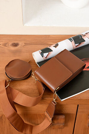 Lüks Çapraz Askılı Kolon Kemer Detaylı Mini Cüzdan Tasarımlı Çanta