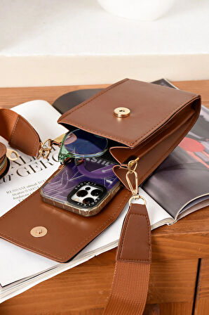 Lüks Çapraz Askılı Kolon Kemer Detaylı Mini Cüzdan Tasarımlı Çanta