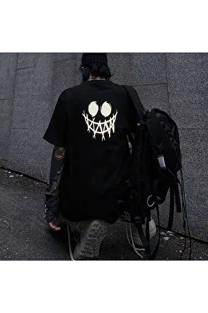Harajuku Stitched Smile Oversize Unisex T-shirt