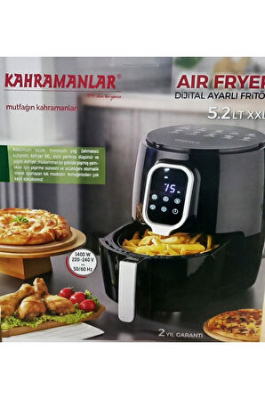 Dijital Ayarlı Air Fryer Fritöz Xxl 5,2 Lt Yağsız Hava Fritözü