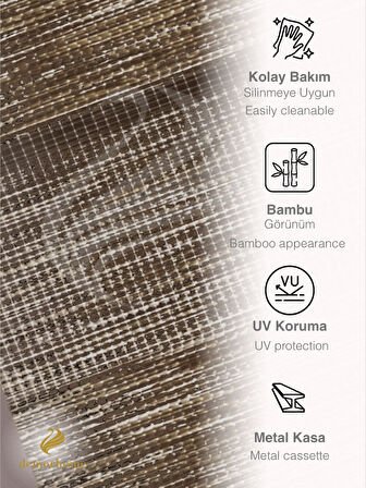 Demor Home Açık Kahverengi Yüksek Kalite Bambu Zebra, Mekanize Perde