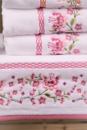 Özdilek Azalea 6'lı Nakışlı Pamuklu Işlemelik Çeyizlik 50*90 El Yüz Havlusu M-2