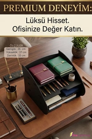 Masa Düzenleyici Organizer Evrak Rafı Masaüstü Organizer Siyah Renk Model 3
