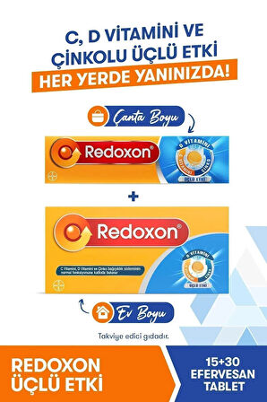 Redoxon Üçlü Etki 15 30 Efervesan Tablet I 1000 Mg C Vitamini, D Vitamini Ve Çinko Içeren Takviye