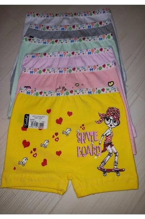0181 Kız Çocuk Desenli Boxer 12li