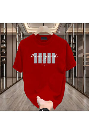 New York X Baskılı Beyaz Tshirt