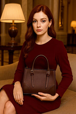 Lüks Deri & Süet Detaylı Omuz Çantası Likya