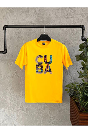 Cuba Baskılı Siyah Erkek Tshirt