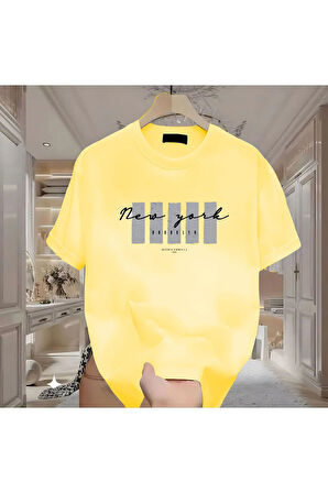 New York X Baskılı Beyaz Tshirt