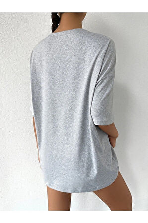 Unisex Tutulma Baskılı Oversize Boyfriend T-Shirt