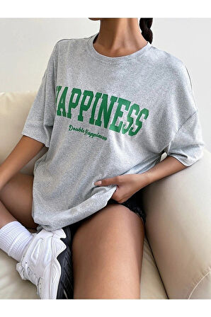 Unisex Tutulma Baskılı Oversize Boyfriend T-Shirt