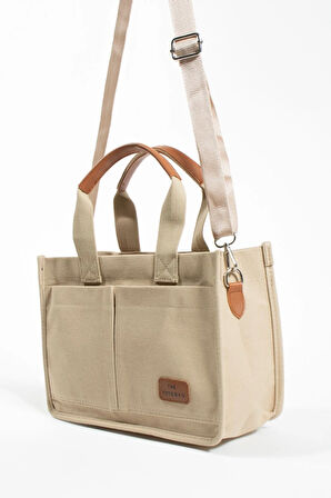 KANVAZ KUMAŞ ÜÇ GÖZLÜ BÜYÜK OMUZ ÇANTASI