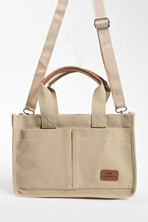 KANVAZ KUMAŞ ÜÇ GÖZLÜ BÜYÜK OMUZ ÇANTASI